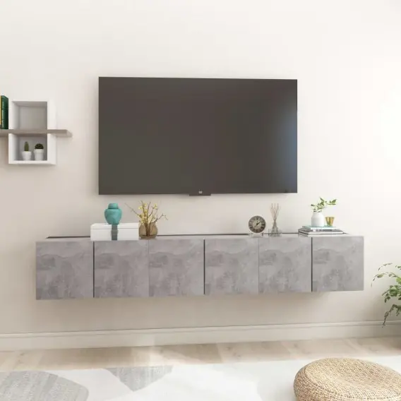 Szafki wiszące pod TV 3 szt., szarość betonu, 60x30x30 cm Lumarko! - Hurtownia wielobranżowa Lumarko Zamów teraz